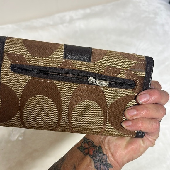 Coach Brown and Black Signature Wallet - Picture 9 of 11